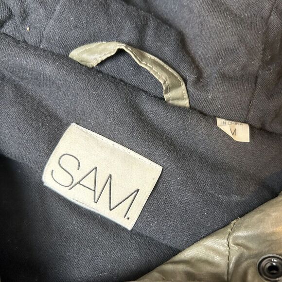 SAM. NYC green parka with real fur Sz M - Picture 2 of 6